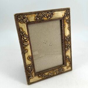 Vintage Style Rose Floral Picture Frame Gold Shabby Chic Ornate Tabletop 5x7
